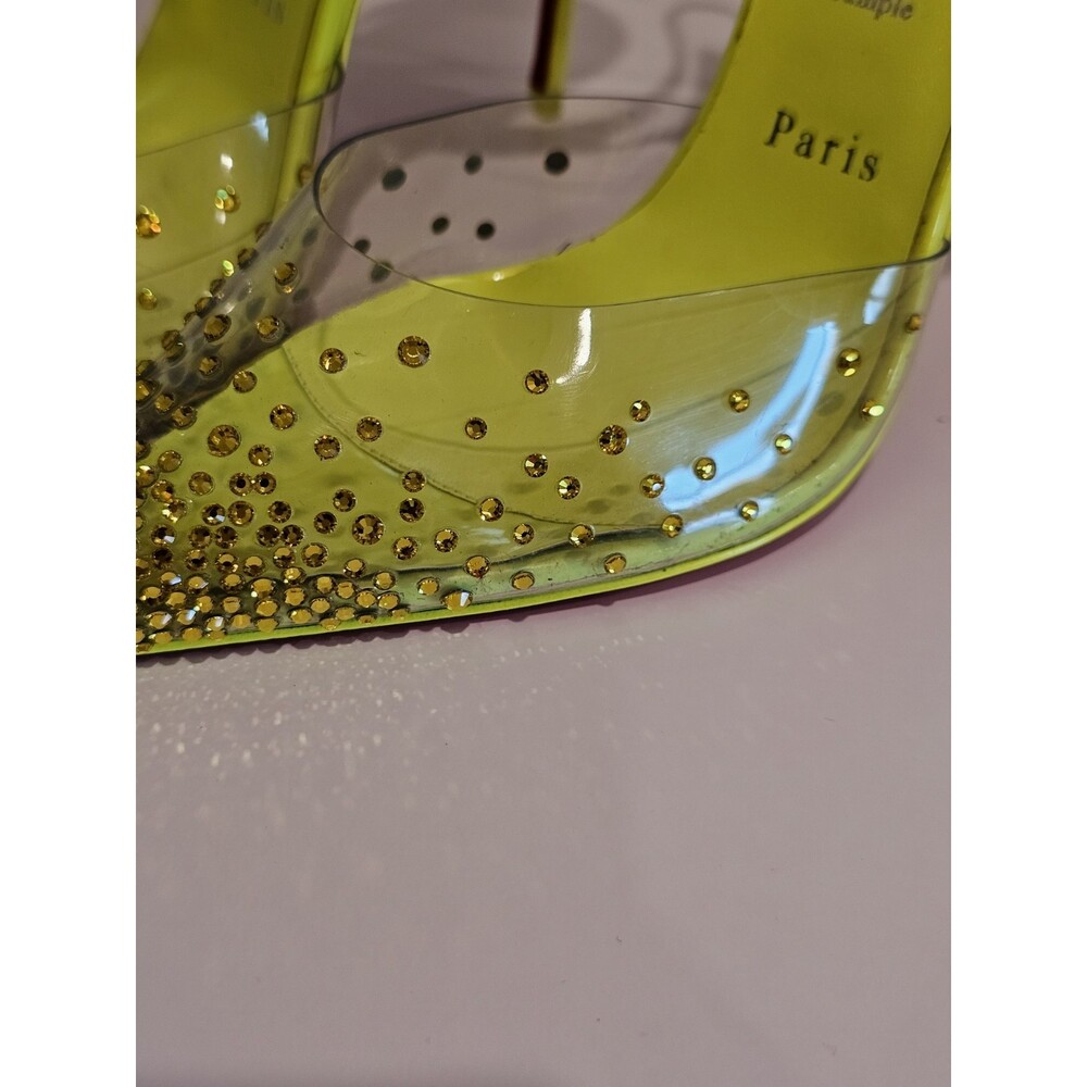 Christian Louboutin Spikaqueen 100 Yellow PVC Ankle Strap Sandal Heel Pump 39 - Picture 4 of 8